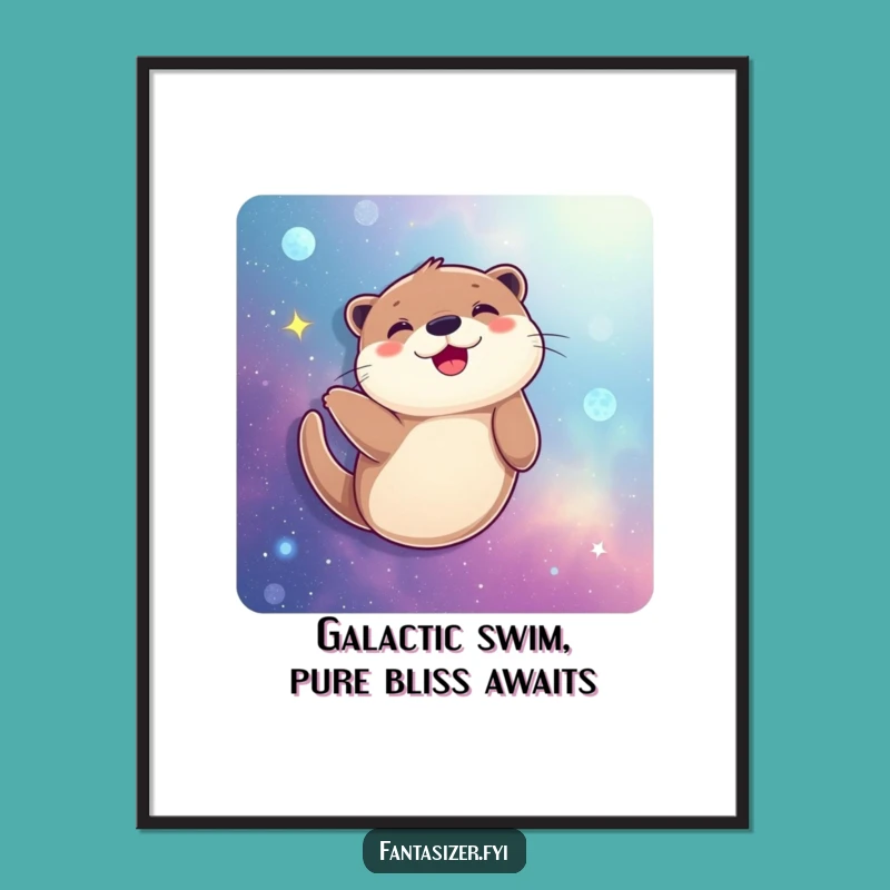 Free Printable Wall Art: Joyful Otter Swimming in a Galaxy