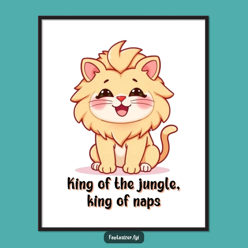 Free Printable Wall Art: Funny Cat Lion - Hilarious Downloadable Decor Poster