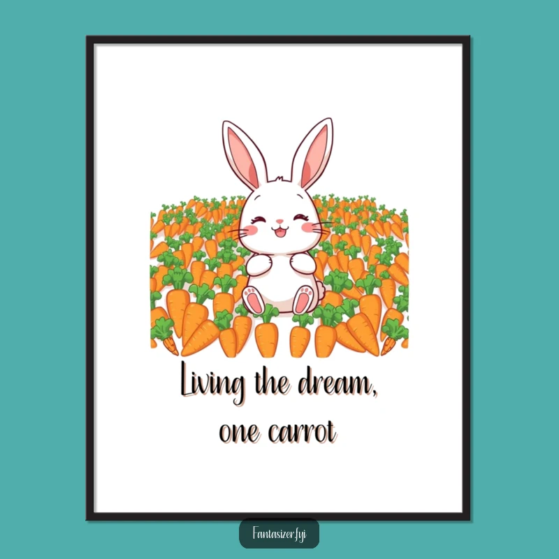 Free Printable Wall Art: Happy Rabbit Carrot Dream - Funny Downloadable Decor