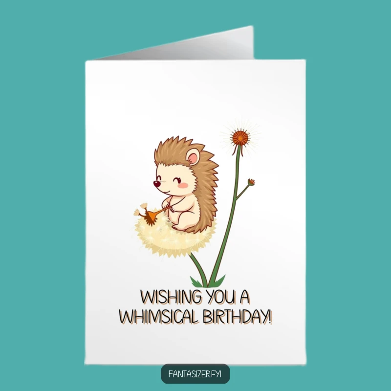 Free Printable Birthday Card: Hedgehog Dandelion Ride, Hilarious Downloadable Gift