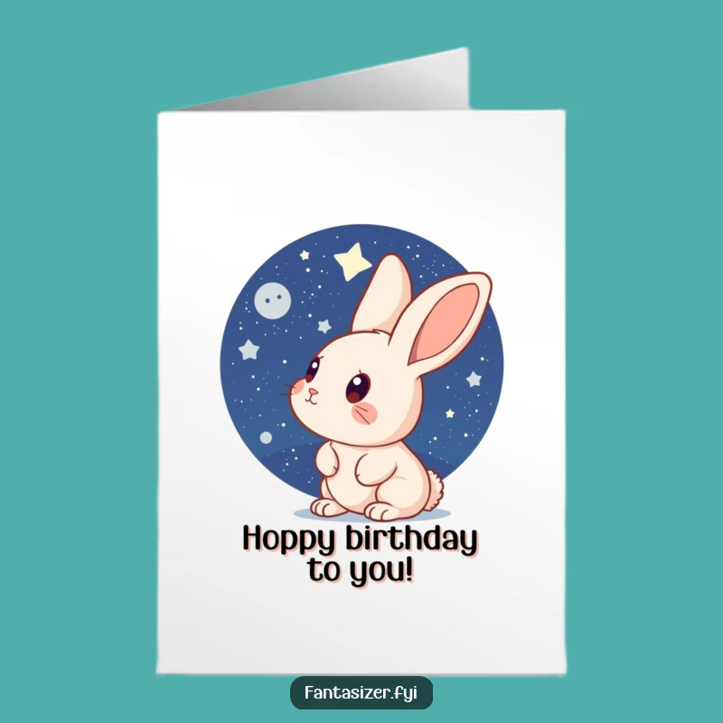 Free Printable Birthday Card: Rabbit Gazing at Starry Night!