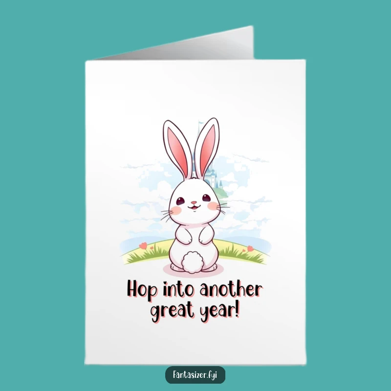 Free Printable Bunny Birthday Card: Castle Dreams Downloadable Gift Card