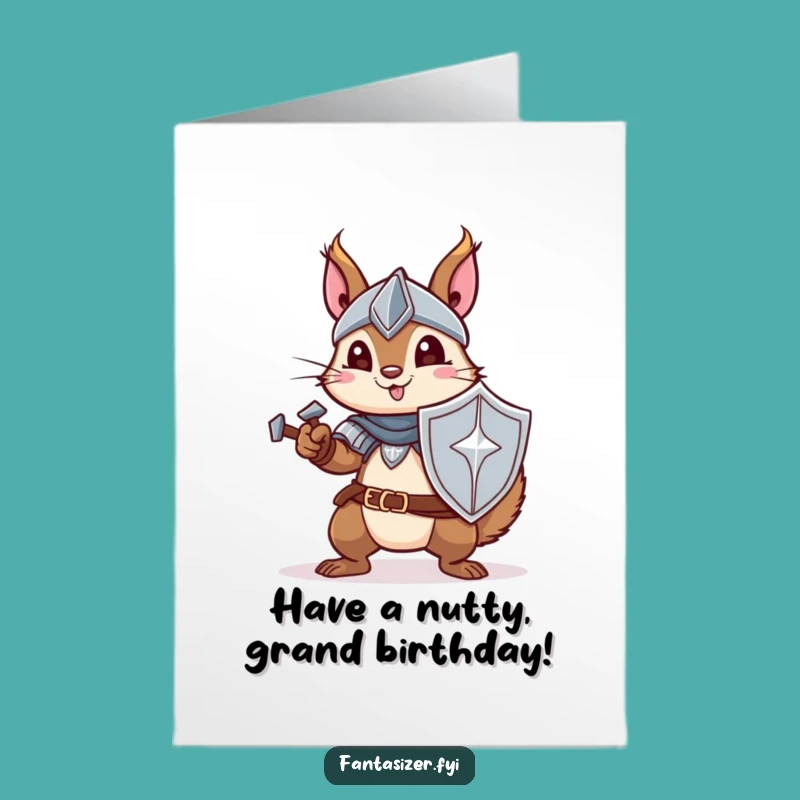 Free Printable Squirrel Knight Birthday Card: Funny Downloadable Gift for Acorn-sized Adventures!
