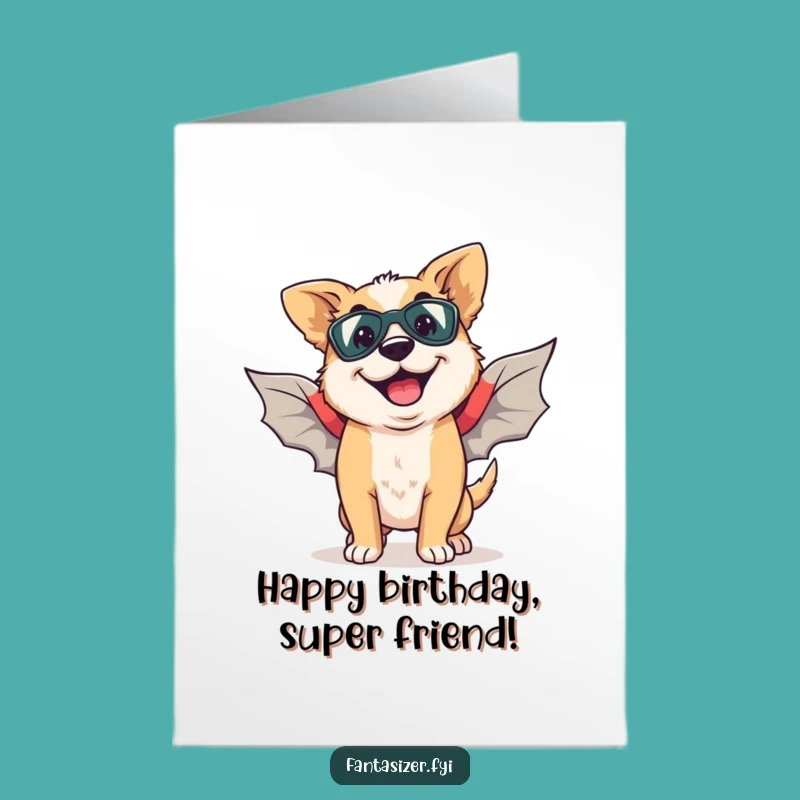 Free Printable Birthday Card: Goofy Dog Superhero - Funny Downloadable Gift