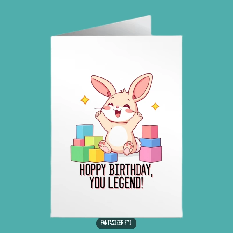 Free Printable Birthday Card: Happy Bunny Blocks World Design, Fun Downloadable Gift