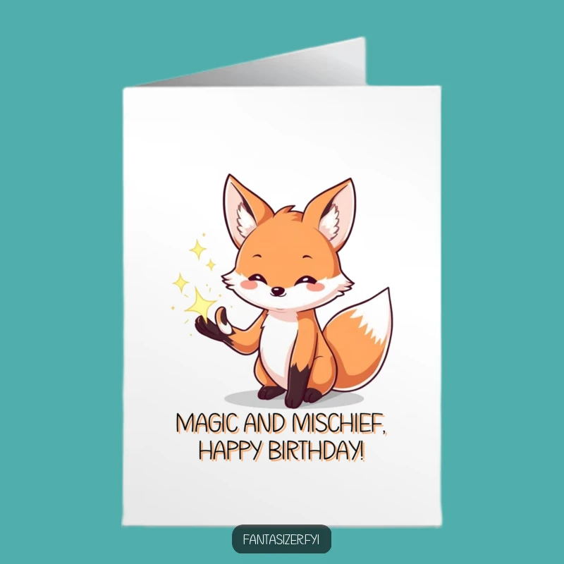 Magical Fox Birthday Card Free Printable: Sparkle & Shine, Downloadable, Print at Home Gift