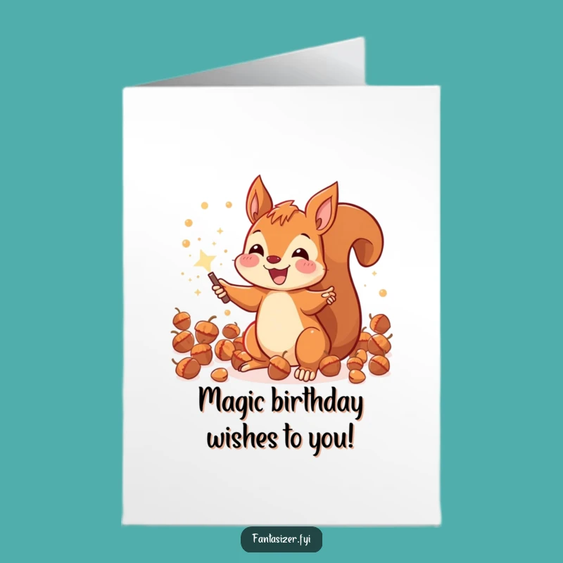 Free Printable Squirrel Birthday Card: Magic Acorns Downloadable Gift