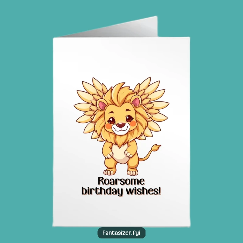 Free Printable Funny Birthday Card: Lion's Grand Transformation, Majestic Wishes, Hilarious Downloadable