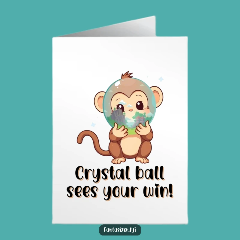 Free Printable Monkey Crystal Ball Card: Funny Congratulations Downloadable Gift