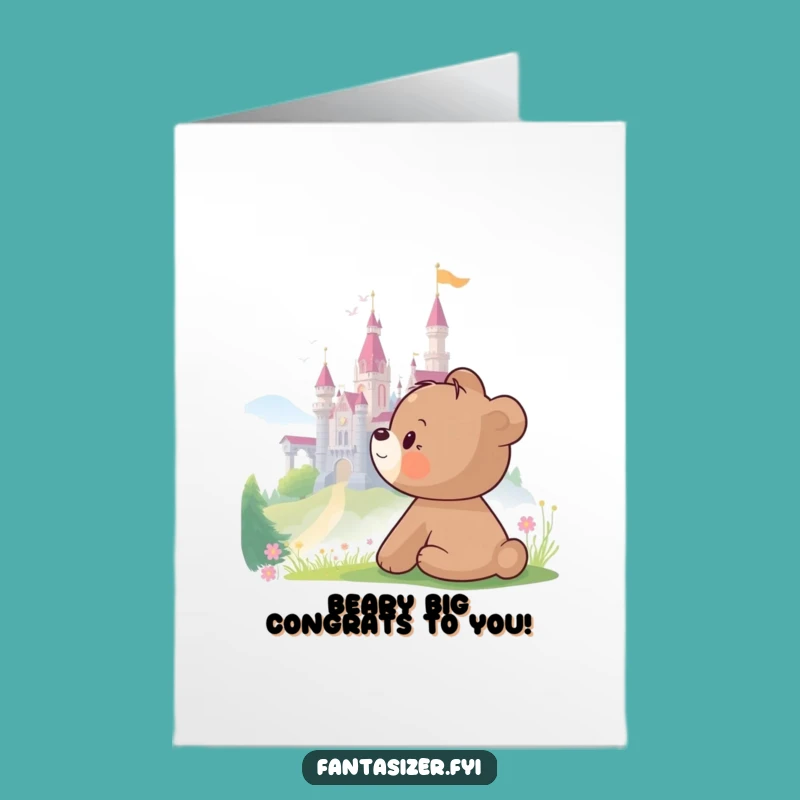 Free Printable Congrats Card: Bear Cub's Vision, Funny Downloadable for Celebrating Ambitions