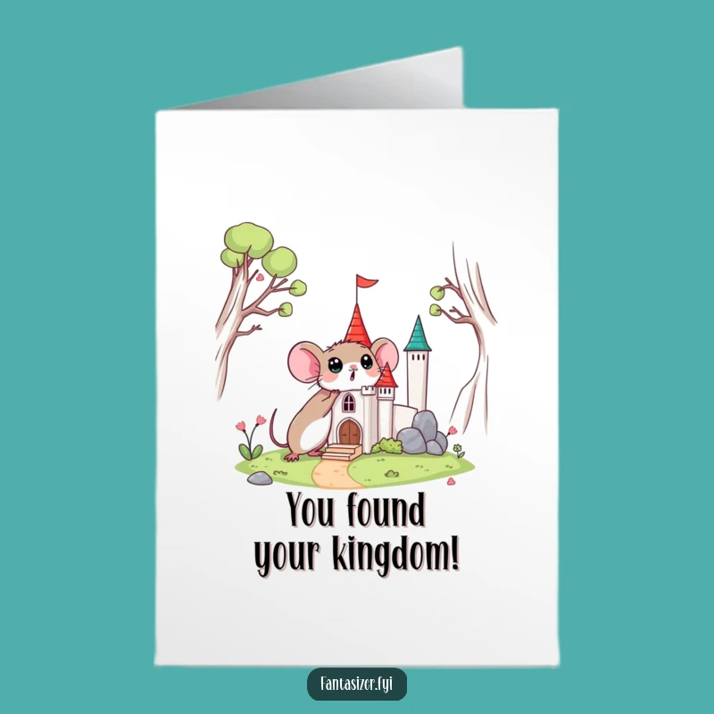 Free Printable Congrats Card: Funny Mouse Castle Discovery Downloadable Gift