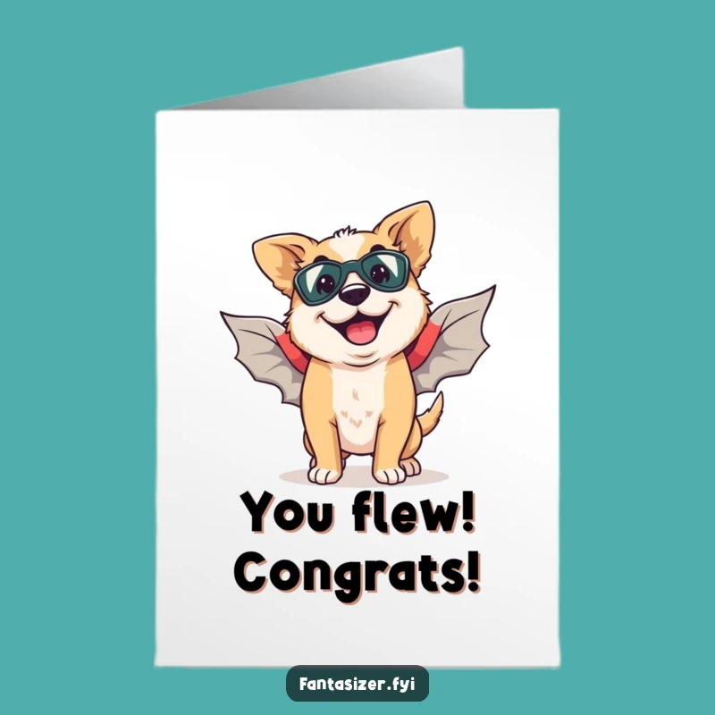 Free Printable Congrats Card: Goofy Dog Superhero - Funny Downloadable Gift