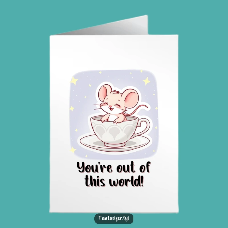 Free Printable Congrats Card: Mouse Teacup Pilot - Whimsical Downloadable Gift
