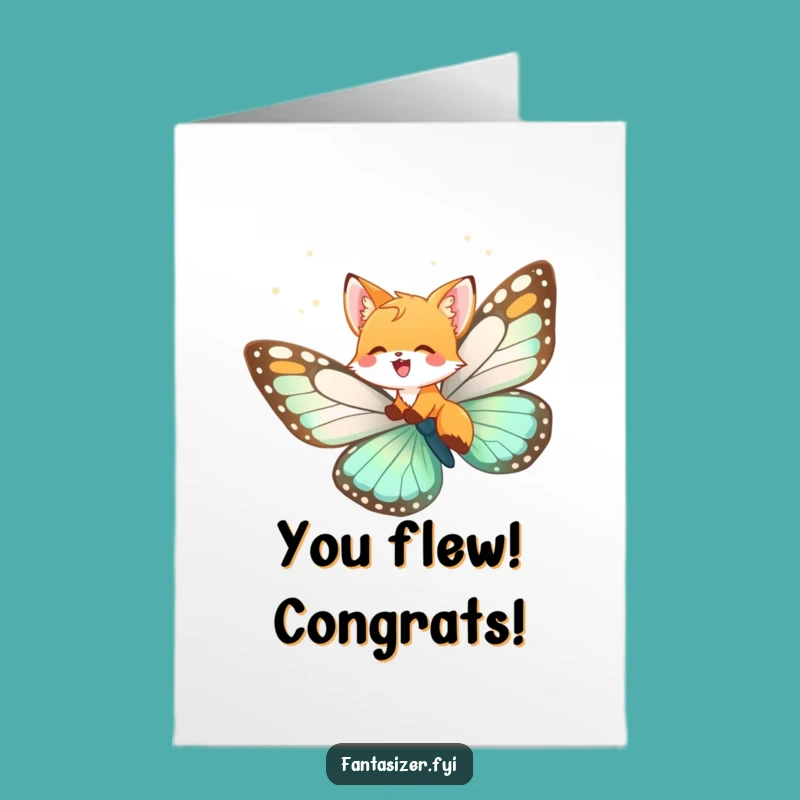 Free Printable Fox Cub Butterfly Congrats Card - Magical DIY Downloadable