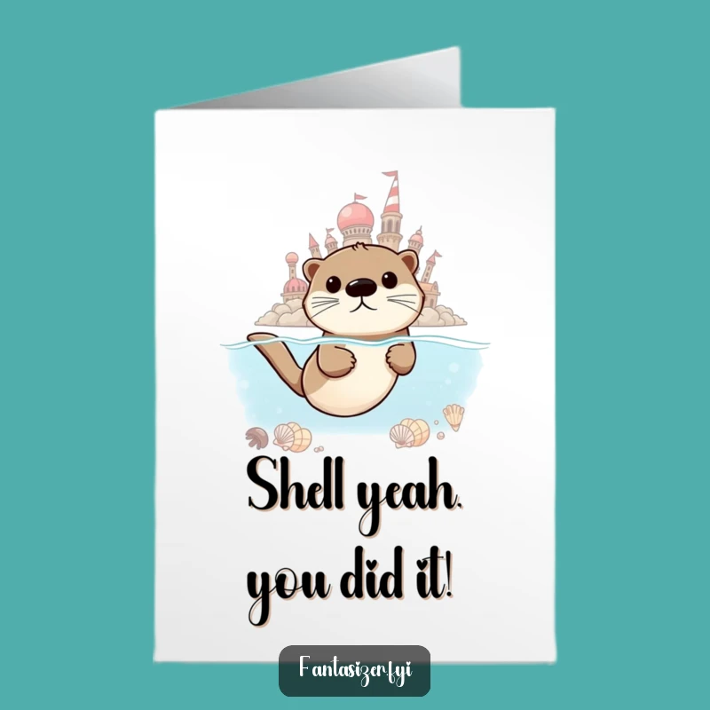 Free Printable Congrats Card: Otter's Seaside Achievement, Ambitious Goals Met, Cute Downloadable