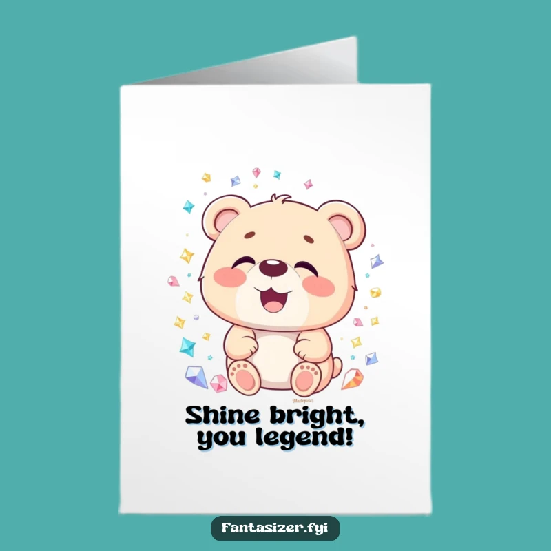 Free Printable Congrats Card: Bear Gazes at Gems - Hilarious Downloadable Gift!
