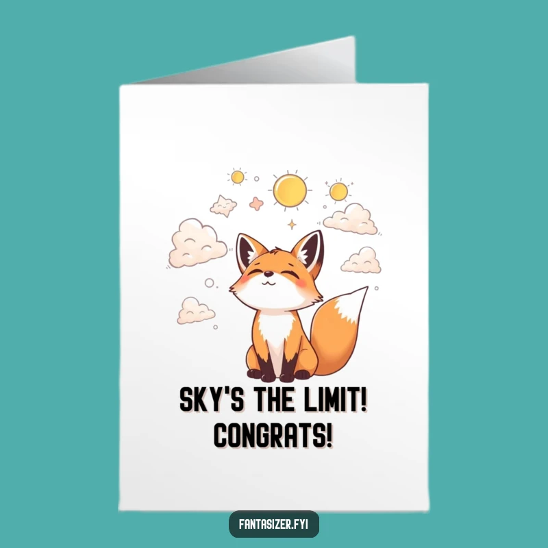 Free Printable Congrats Card: Fox Cloud Gazing - Funny Downloadable Gift!
