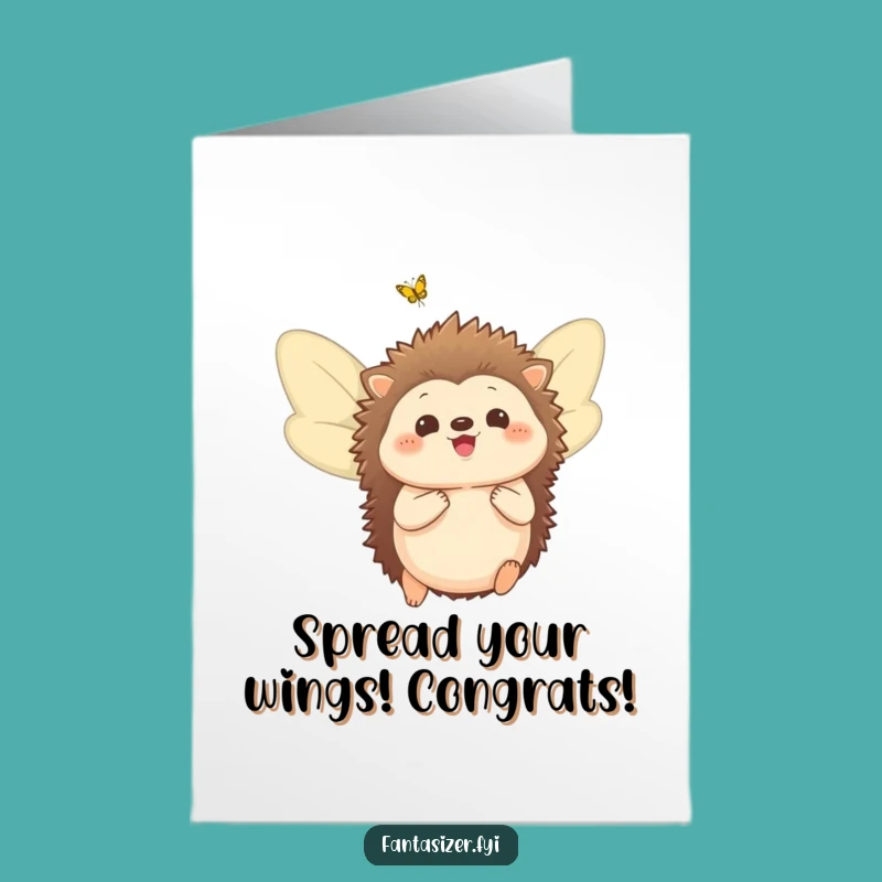 Free Printable Congrats Card: Hedgehog Flying Dreams - Funny Downloadable Gift!