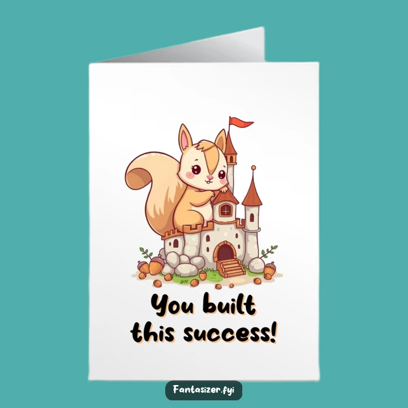 Squirrel Castle Congrats Card Free Printable: Building Success, Downloadable, Print at Home