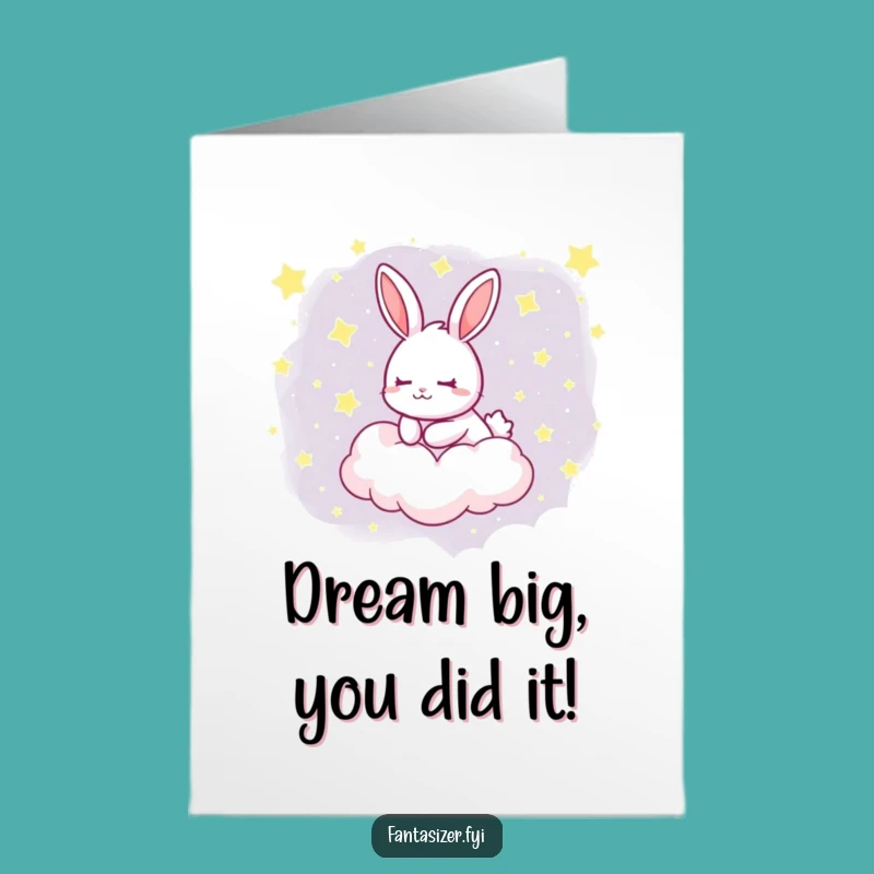 Starry Rabbit Congrats Card Free Printable: Floating on Success, Downloadable, Print at Home