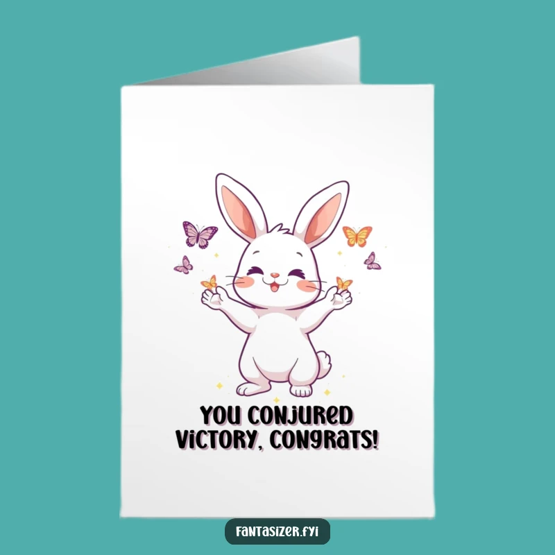 Free Printable Congratulations Card: Rabbit Conjures Butterflies, Humorous Downloadable Gift