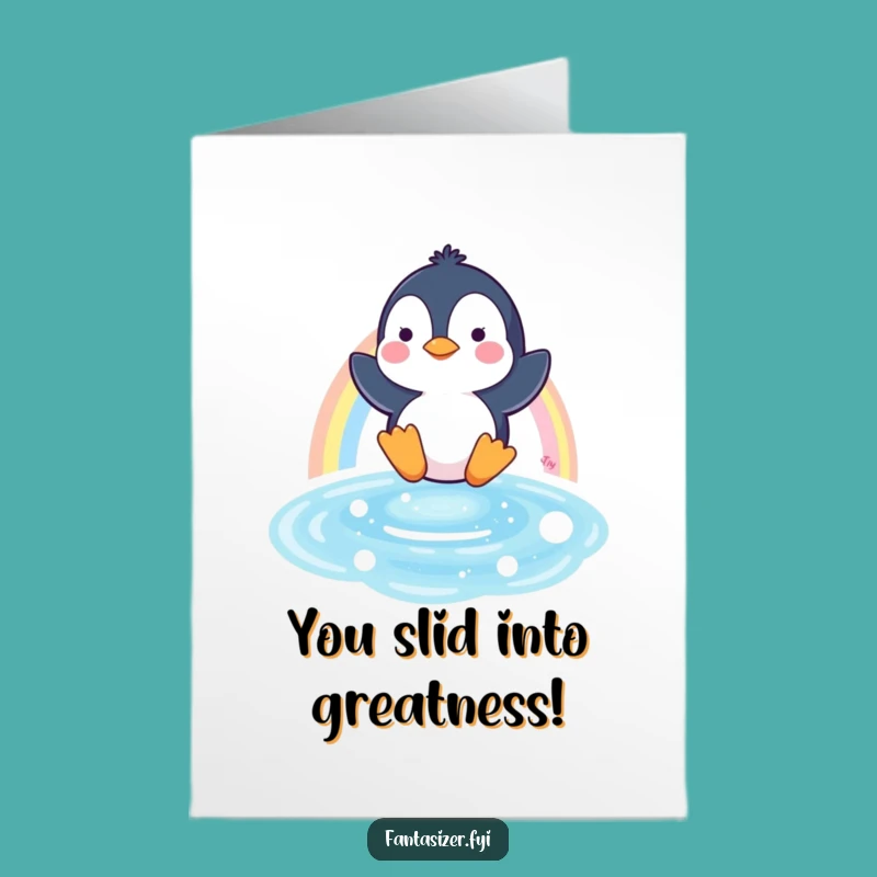 Free Printable Penguin Rainbow Card - Funny Congrats Downloadable Gift