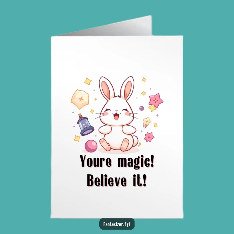 Free Printable Rabbit Congrats Card: Funny Magical Downloadable Gift for Winners