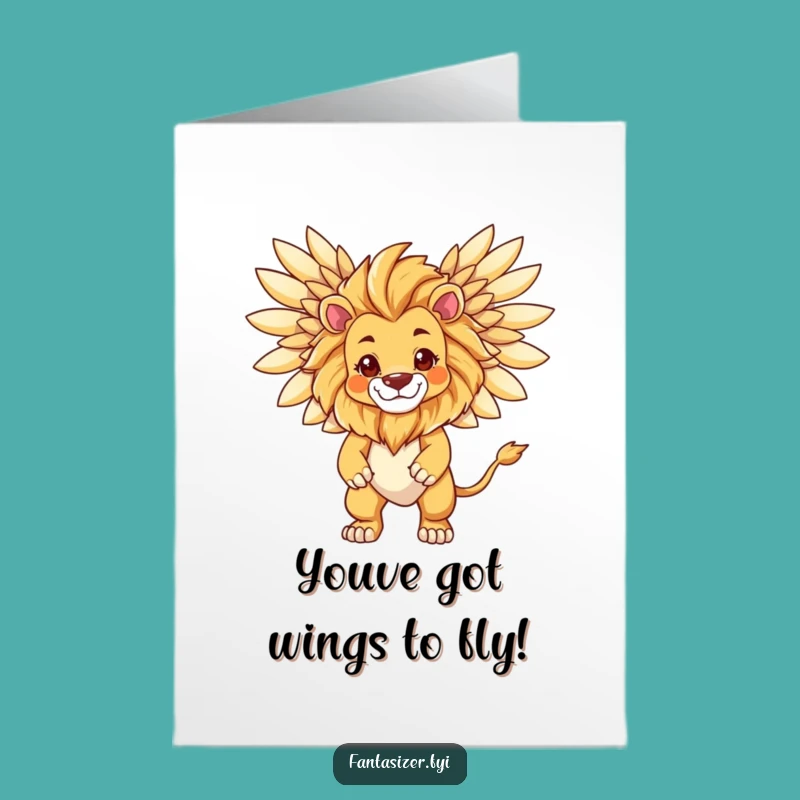Free Printable Congrats Card: Lion's Epic Transformation, Celebrate Triumph, Majestic Downloadable
