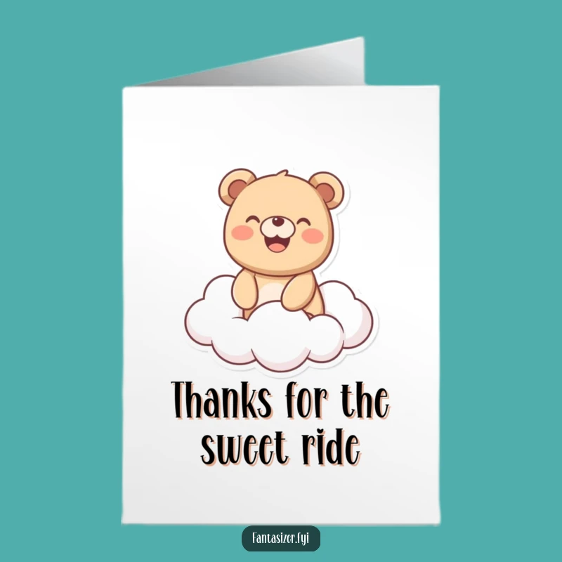 Free Printable Bear Cloud Thank You Card: Cheerful Downloadable Gift