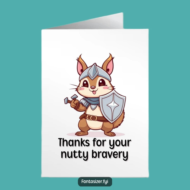 Free Printable Squirrel Knight Thanks Card: Funny Downloadable Gift for Heroic Gratitude!