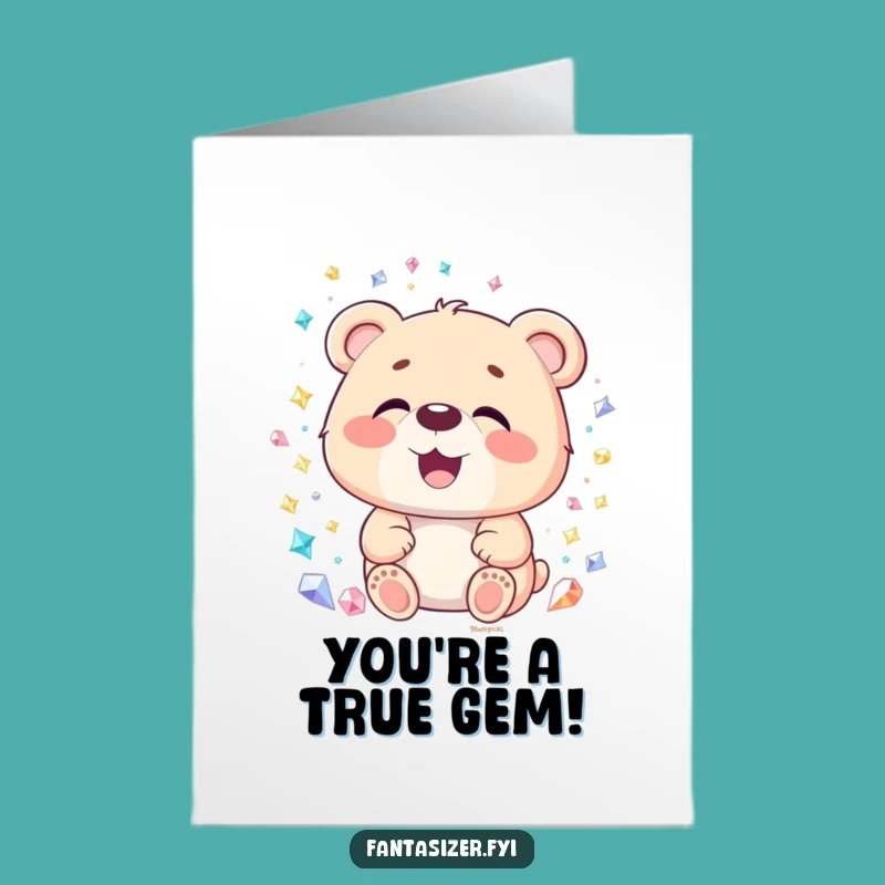 Free Printable Thank You Card: Bear Amazed by Gems - Funny Downloadable Gift!