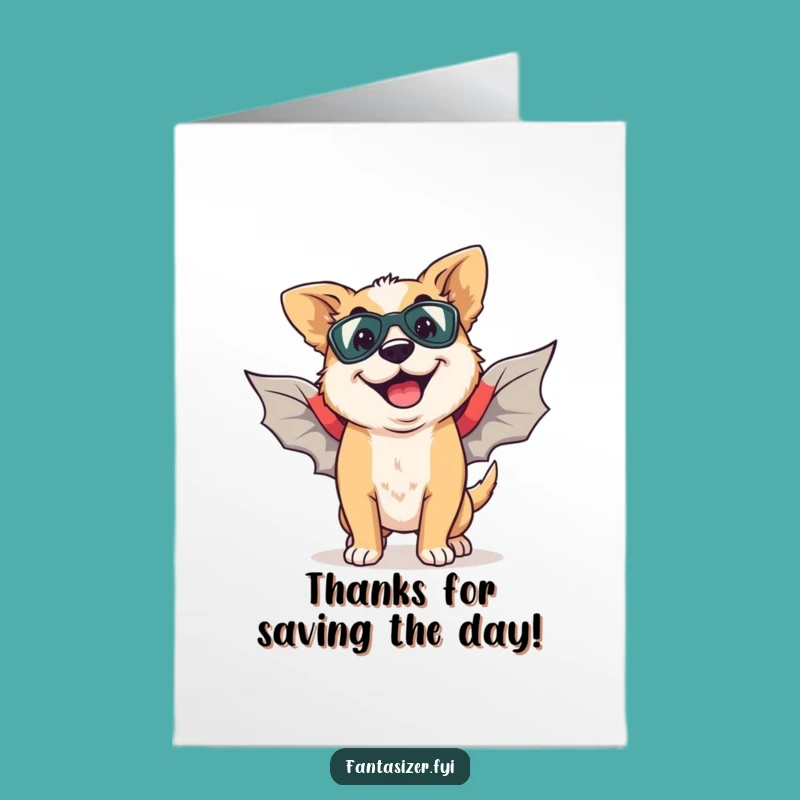 Free Printable Thank You Card: Goofy Dog Superhero - Funny Downloadable Gift