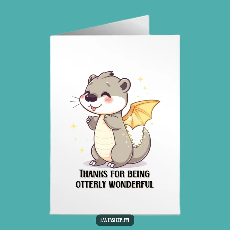 Free Printable Thank You Card: Otter's Dragon Gratitude - Appreciative Downloadable Gift