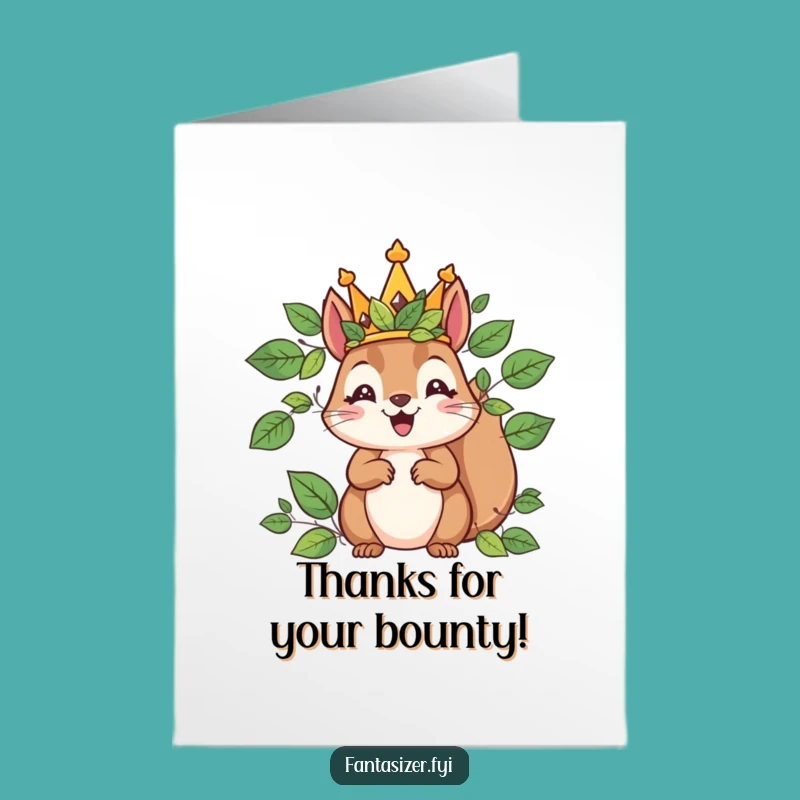 Free Printable Thank You Card: Squirrel King's Leaf Crown Thanks Downloadable Gift