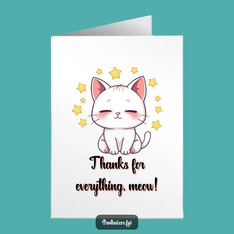 Free Printable Thank You Card: Whimsical Cat's Starry Gratitude!