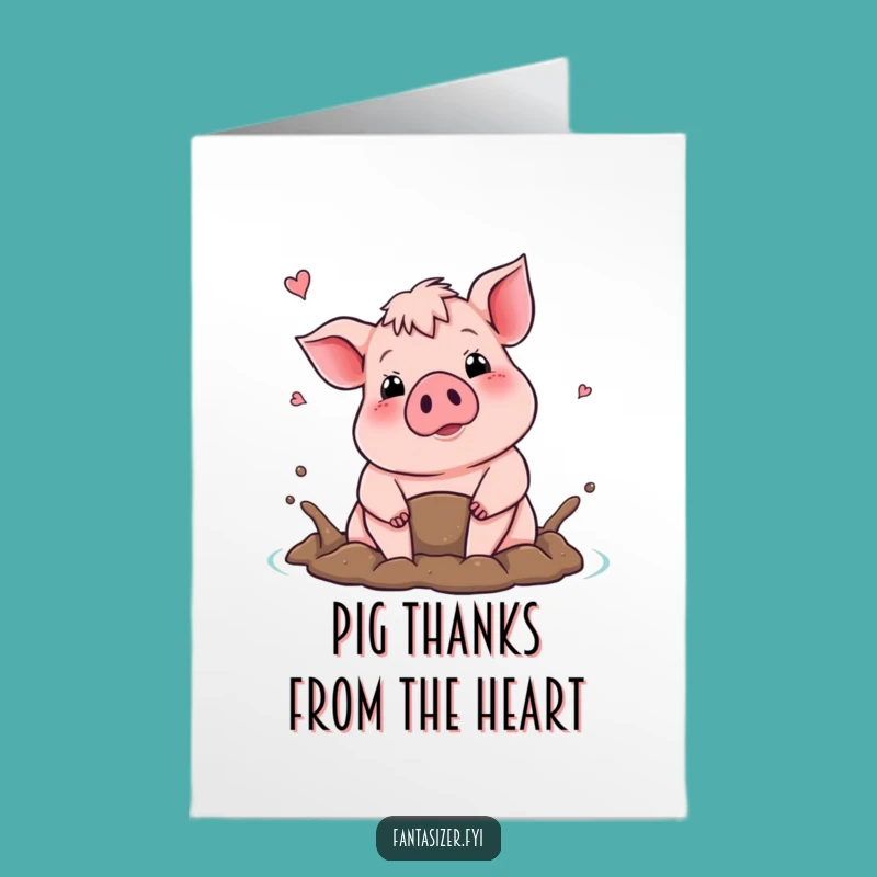 Free Printable Muddy Pig Thank You Card - Funny Downloadable Gift