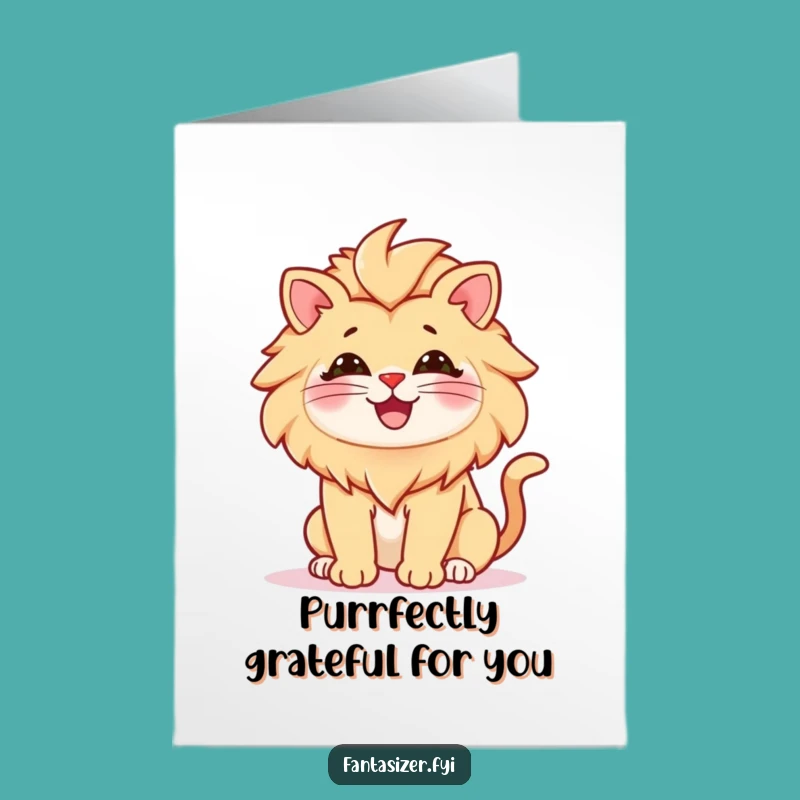 Free Printable Thank You Card: Grateful Cat Lion - Funny Downloadable Gift