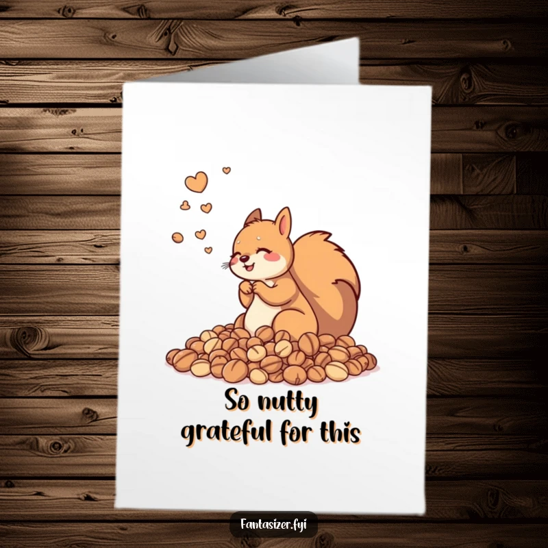 Funny Free Printable Thank You Card: Content squirrel dreaming happily of an endless stash of tasty nuts.