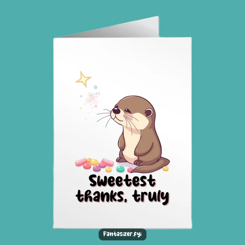 Free Printable Thank You Card: Otter Candy Galaxy Design, Sweet Downloadable