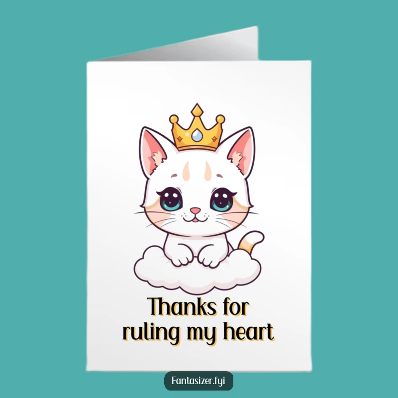 Free Printable Thank You Card: Royal Cat's Cloud Thanks - Appreciative Downloadable Gift