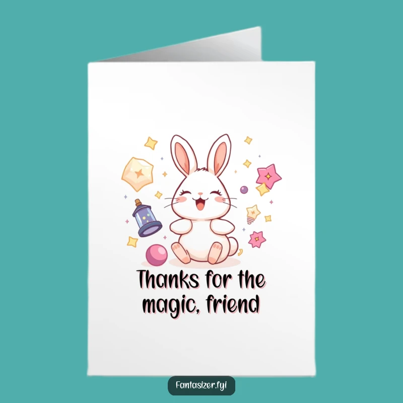 Free Printable Rabbit Thank You Card: Funny Magical Downloadable Gift for Kind Souls