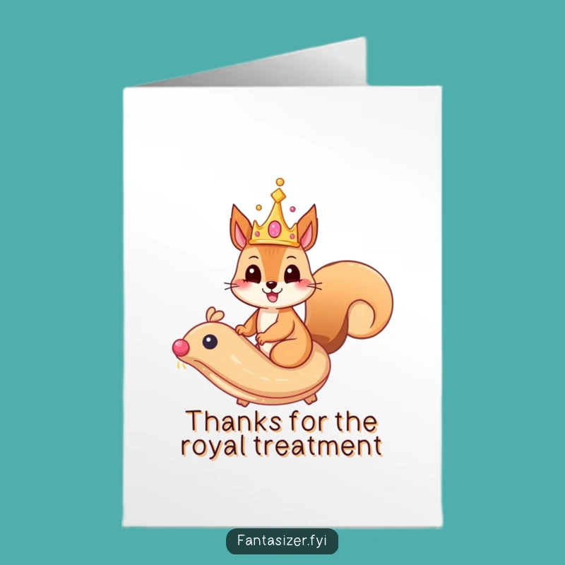 Free Printable Funny Squirrel Card: Thanks a Royal Treat! - Downloadable Gift