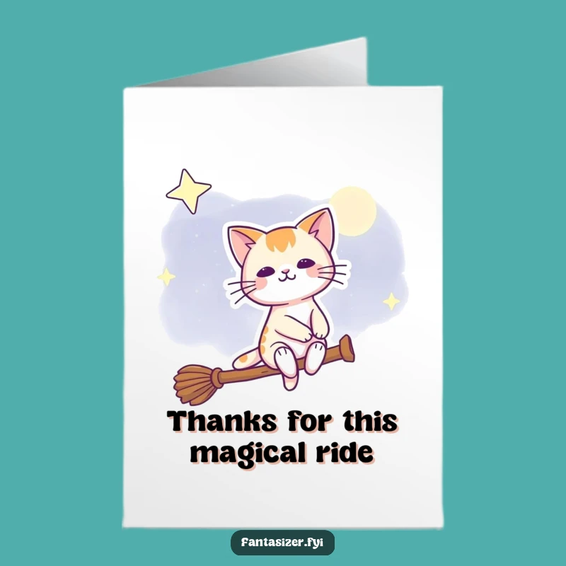 Free Printable Cat Witch Thanks Card: Funny Downloadable Gift for Enchanted Gratitude!
