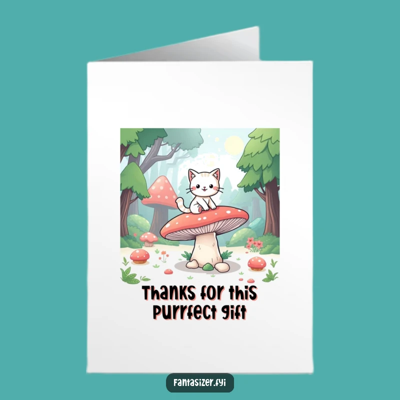 Thank You Cat Card Free Printable: Forest Thanks, Downloadable, Print at Home Gift