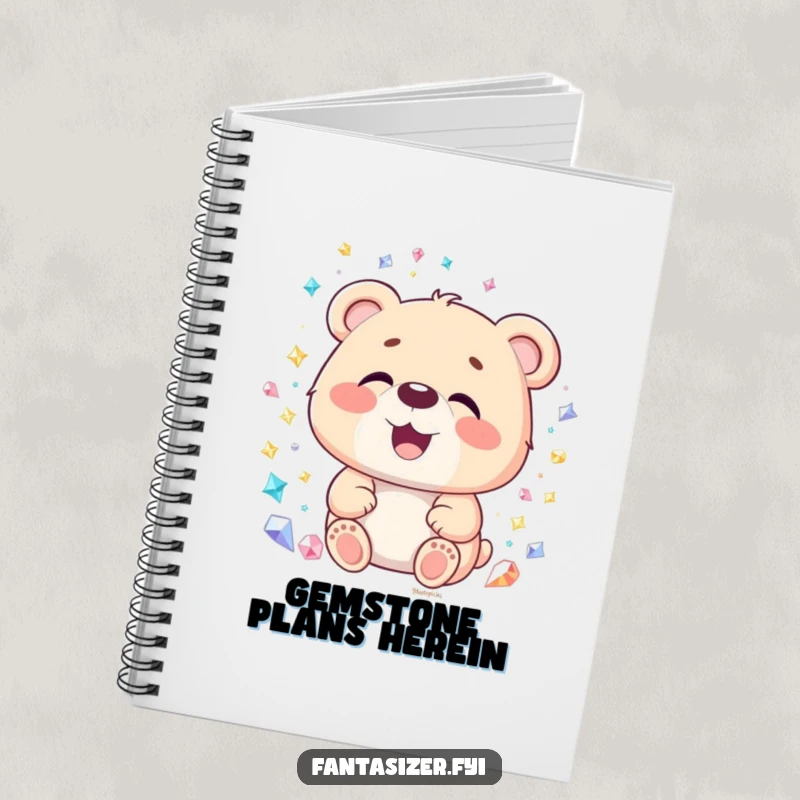 Funny Bear Gemstone Notebook: A delighted bear with mouth agape is amazed by a world of sparkling gemstones, a funny gift.