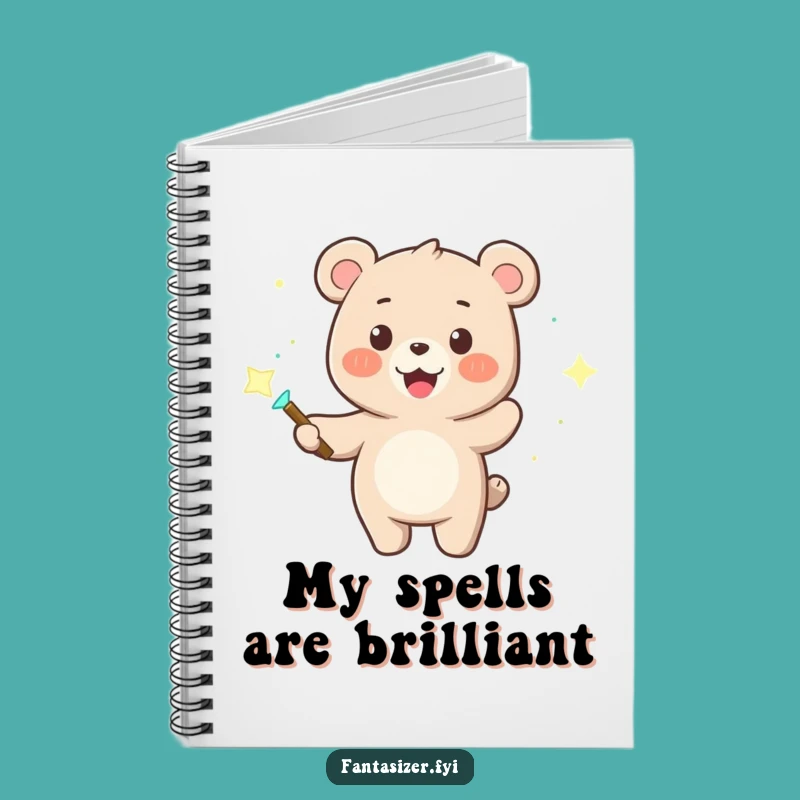 Funny Bear Wizard Notebook: Magic Wand & Dancing Lights - Write with Wonder!