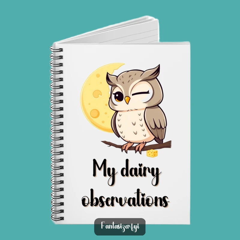 Funny Winking Owl Cheese Moon Notebook: Quirky Journal Gift