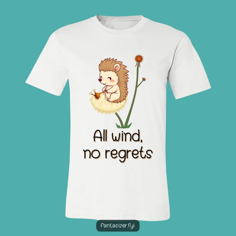 Funny Hedgehog Dandelion T-Shirt: Whimsical Adventure Funny Gift Apparel