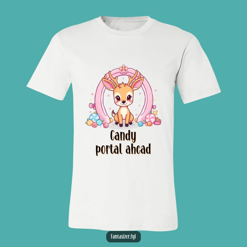 Funny Deer Candy Portal T-Shirt - Wear Your Sweetest Dreams