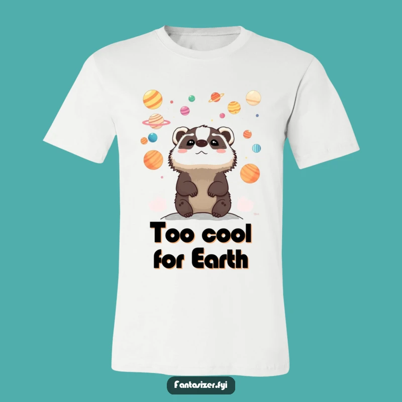 Funny Badger Space Explorer T-Shirt: Whimsical Celestial Wonder Gift Tee